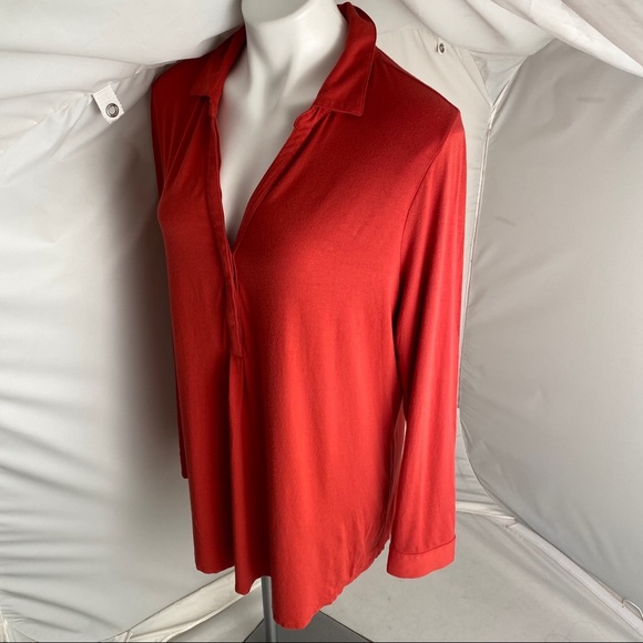 J Jill rust color button front stretch tunic top XL - Picture 3 of 8
